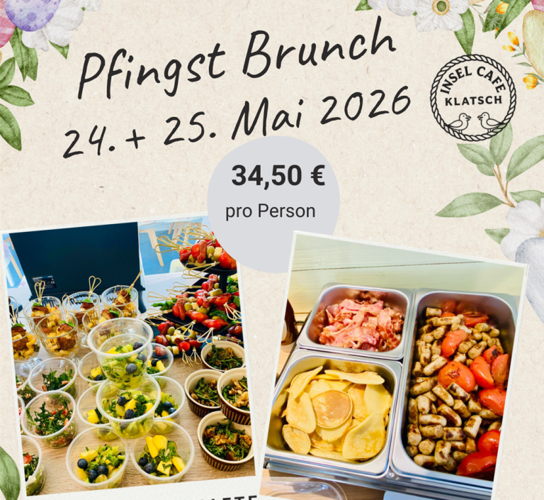 Einladungsflyer zum Oster-Brunch mit Hase, Datum und Preisen für Erwachsene und Kinder.